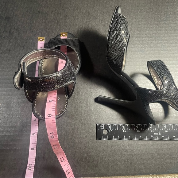 BNWT Premium Bp Black satin & sequins open toe strappy heeled sandals 5.5M TTS - Picture 11 of 13